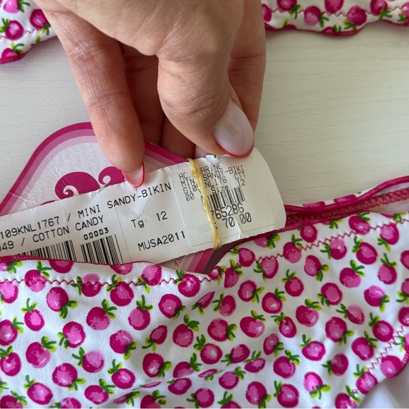 NWT! Sundek Pink and White Bikini Set with Apples Print, Size 12 - Picture 4 of 6